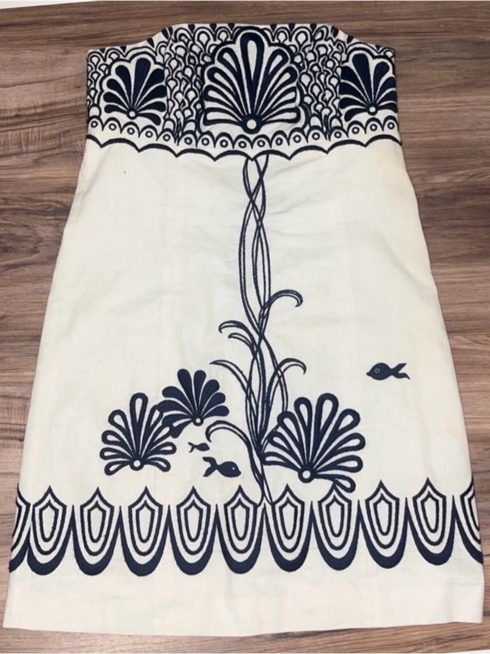 Lilly Pulitzer Linen Mini Dress with Navy Sea Embroidery